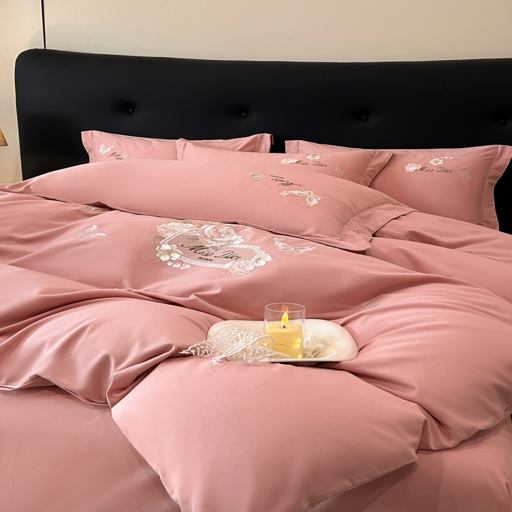 91家纺网 家纺一手货源 找家纺 （总）禾时2025新款全棉磨毛刺绣四件套-香榭丽