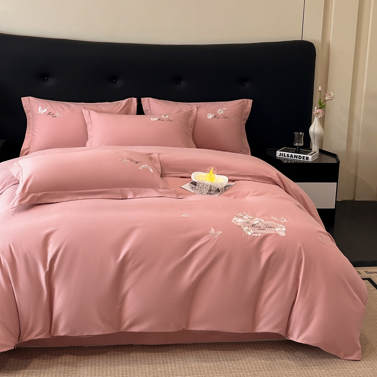 91家纺网 家纺一手货源 找家纺 （总）禾时2025新款全棉磨毛刺绣四件套-香榭丽