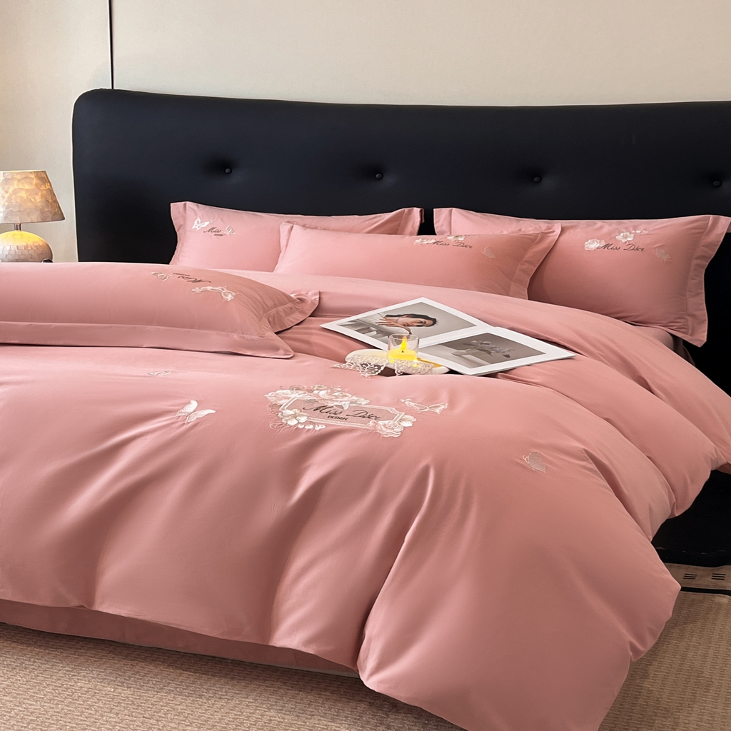 91家纺网 家纺一手货源 找家纺 （总）禾时2025新款全棉磨毛刺绣四件套-香榭丽