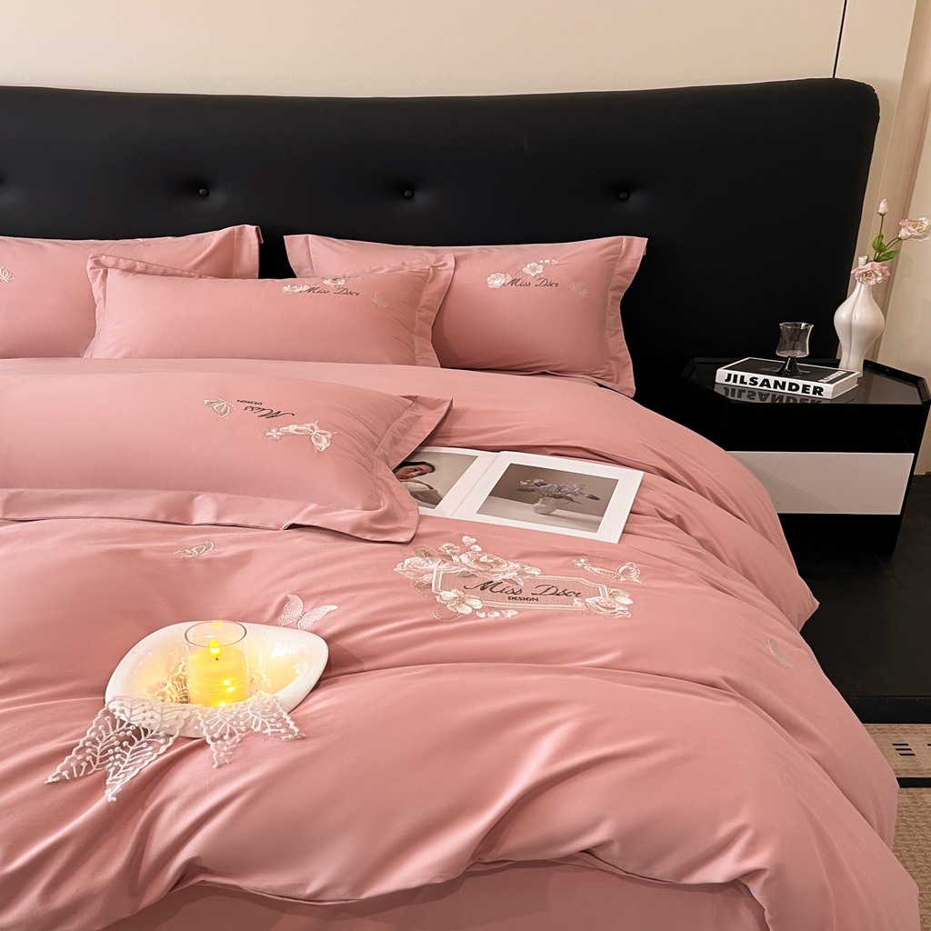 91家纺网 家纺一手货源 找家纺 （总）禾时2025新款全棉磨毛刺绣四件套-香榭丽