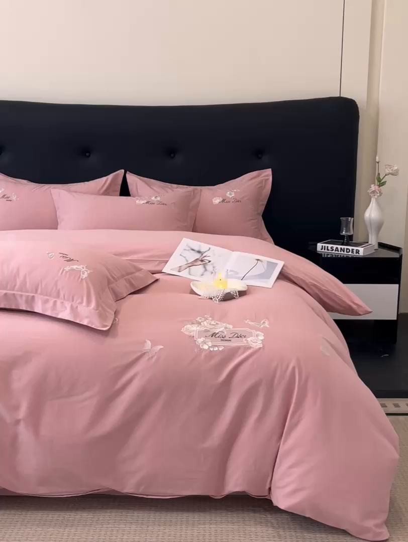 91家纺网 家纺一手货源 找家纺 （总）禾时2025新款全棉磨毛刺绣四件套-香榭丽