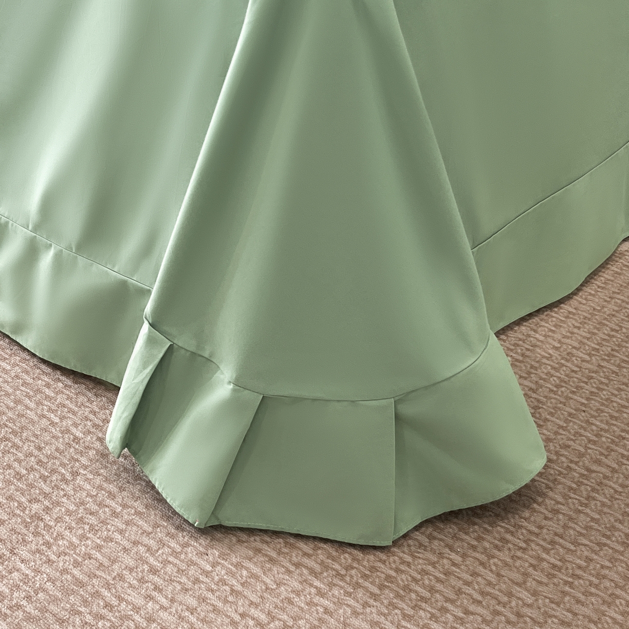 91家纺网 家纺一手货源 找家纺 禾时2025新款全棉磨毛刺绣四件套-香榭丽 冰川绿