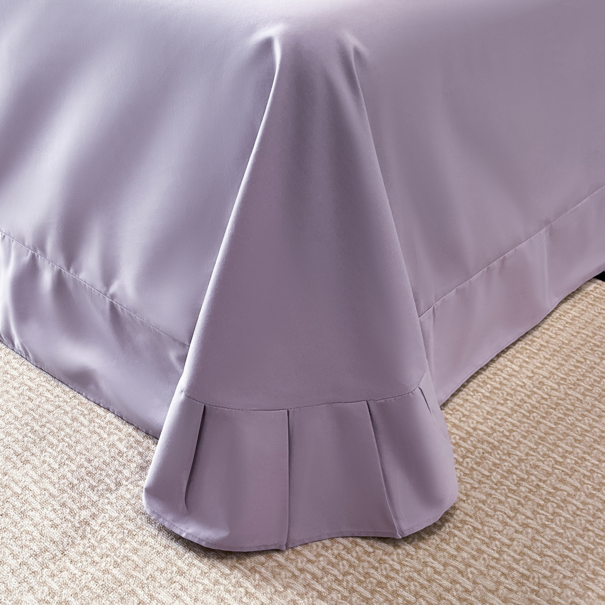 91家纺网 家纺一手货源 找家纺 禾时2025新款全棉磨毛刺绣四件套-香榭丽 雪青