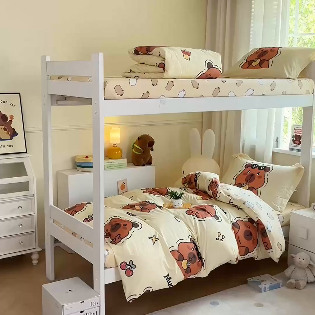 91家纺网 家纺一手货源 找家纺 蘭菲家纺 2025新款学生季卡皮巴拉系列全棉印花三件套 拉不动