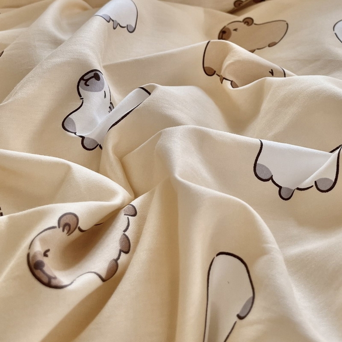 91家纺网 家纺一手货源 找家纺 蘭菲家纺 2025新款学生季卡皮巴拉系列全棉印花三件套 小奶豚