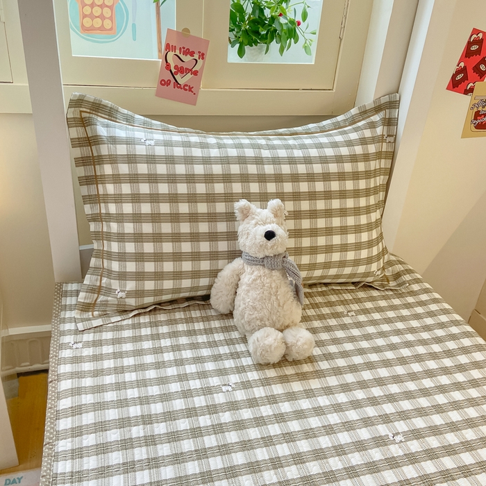 91家纺网 家纺一手货源 找家纺 富之航家纺 2025新款全棉三件套 灰调小狗