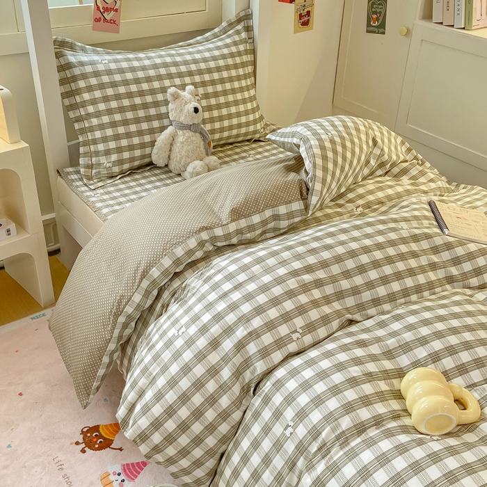 91家纺网 家纺一手货源 找家纺 富之航家纺 2025新款全棉三件套 灰调小狗