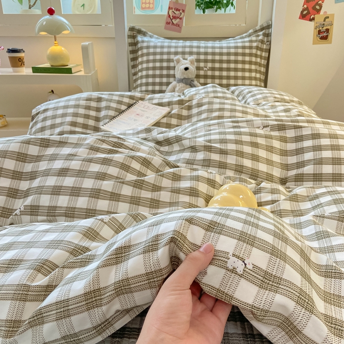 91家纺网 家纺一手货源 找家纺 富之航家纺 2025新款全棉三件套 灰调小狗