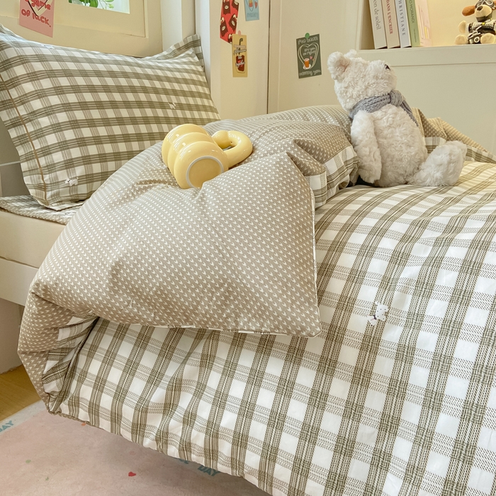 91家纺网 家纺一手货源 找家纺 富之航家纺 2025新款全棉三件套 灰调小狗