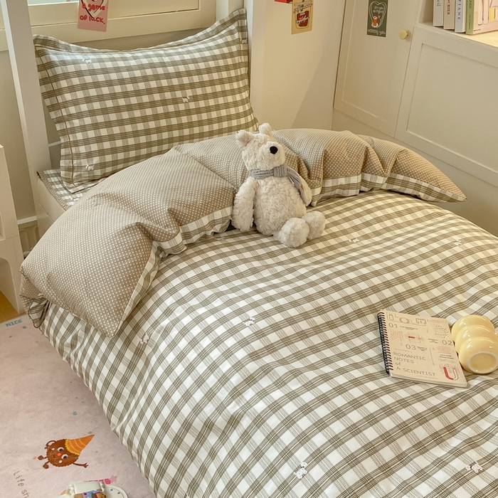 91家纺网 家纺一手货源 找家纺 富之航家纺 2025新款全棉三件套 灰调小狗