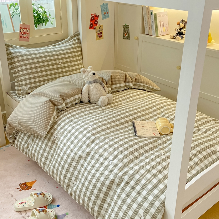 91家纺网 家纺一手货源 找家纺 富之航家纺 2025新款全棉三件套 灰调小狗