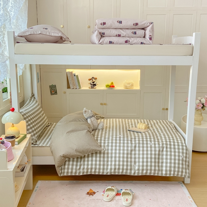 91家纺网 家纺一手货源 找家纺 富之航家纺 2025新款全棉三件套 灰调小狗