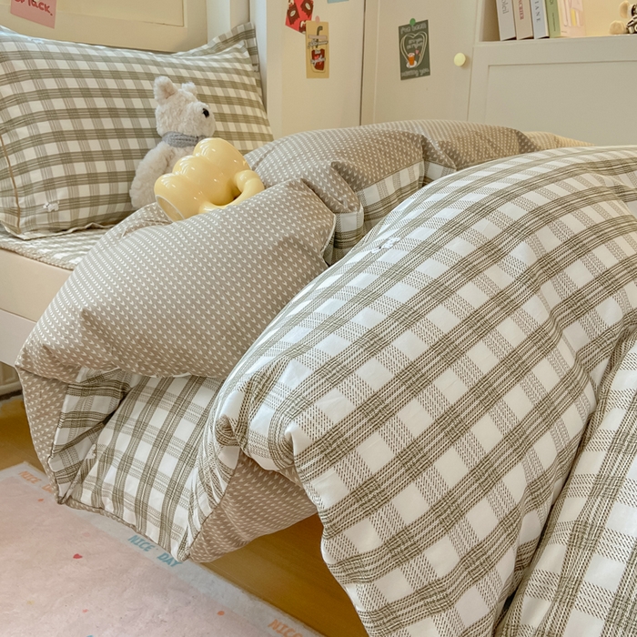 91家纺网 家纺一手货源 找家纺 富之航家纺 2025新款全棉三件套 灰调小狗