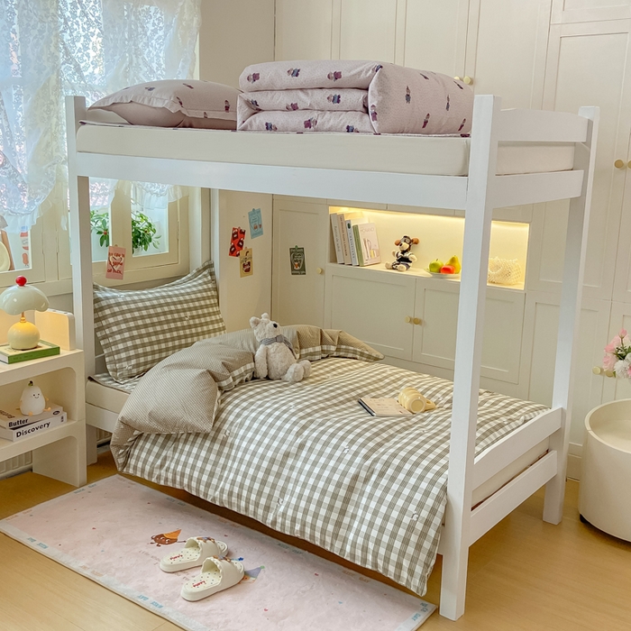 富之航家纺 2025新款全棉三件套 灰调小狗