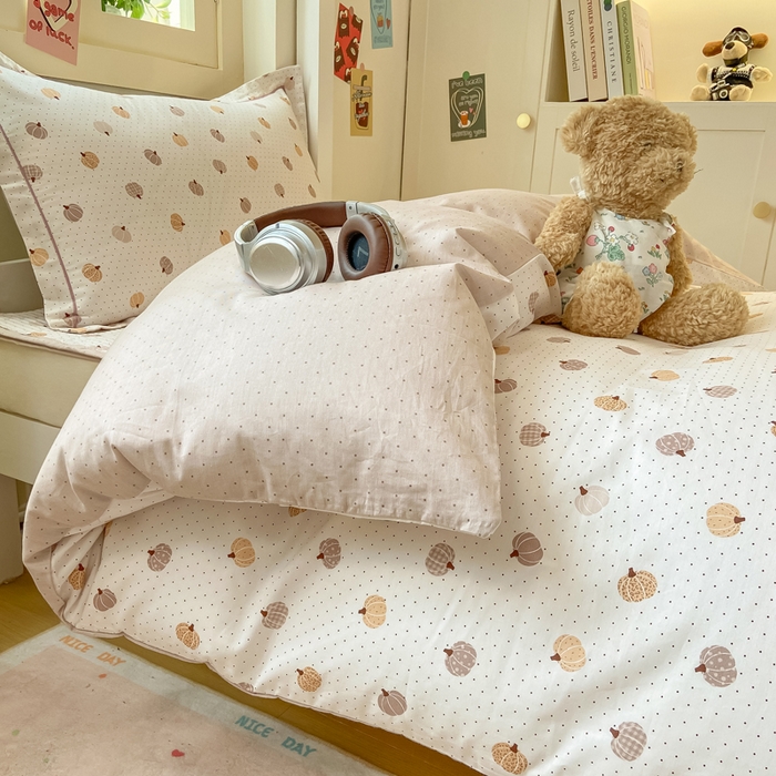 91家纺网 家纺一手货源 找家纺 富之航家纺 2025新款全棉三件套 南瓜小镇