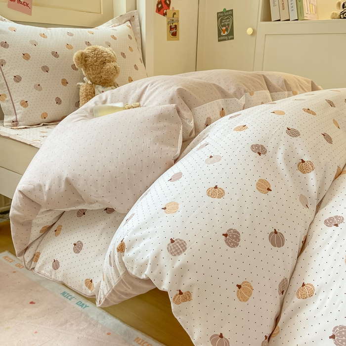 91家纺网 家纺一手货源 找家纺 富之航家纺 2025新款全棉三件套 南瓜小镇