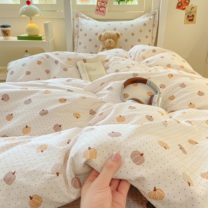 91家纺网 家纺一手货源 找家纺 富之航家纺 2025新款全棉三件套 南瓜小镇