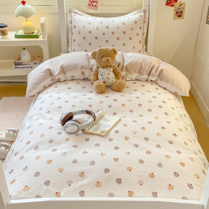 91家纺网 家纺一手货源 找家纺 富之航家纺 2025新款全棉三件套 南瓜小镇