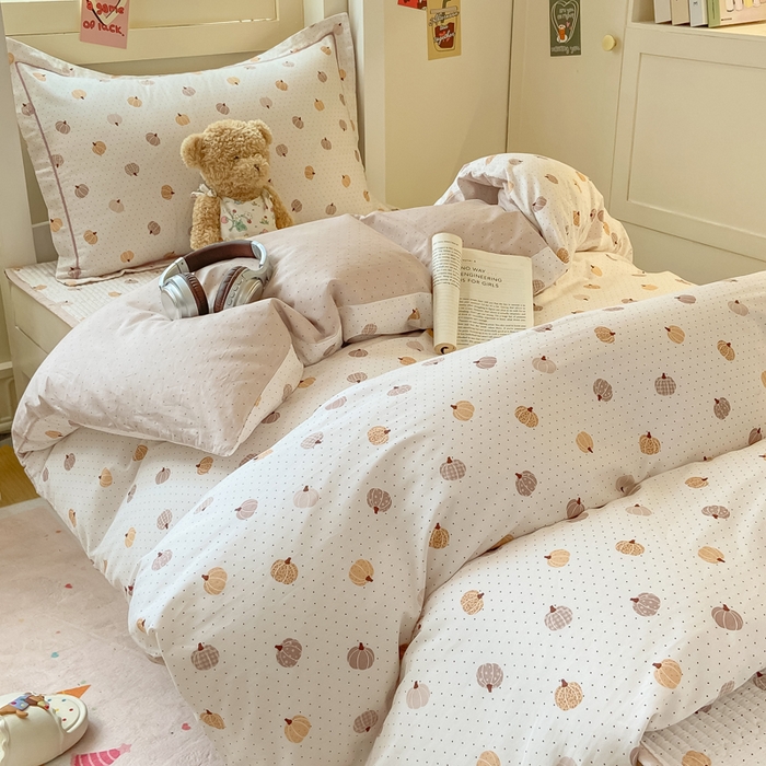 91家纺网 家纺一手货源 找家纺 富之航家纺 2025新款全棉三件套 南瓜小镇