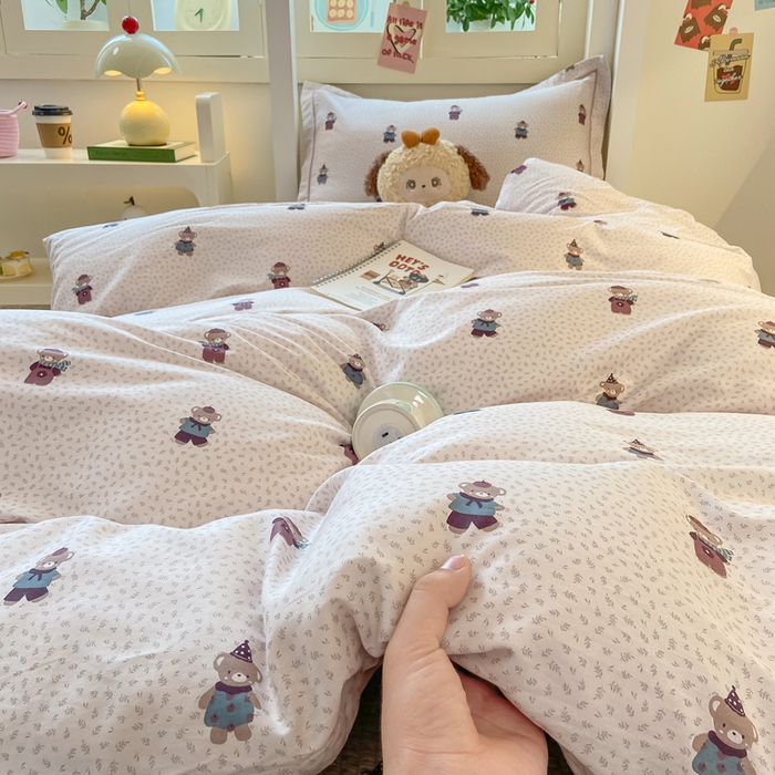 91家纺网 家纺一手货源 找家纺 富之航家纺 2025新款全棉三件套 小熊乐园