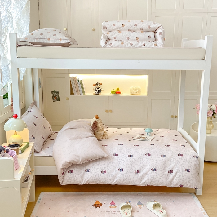 91家纺网 家纺一手货源 找家纺 富之航家纺 2025新款全棉三件套 小熊乐园