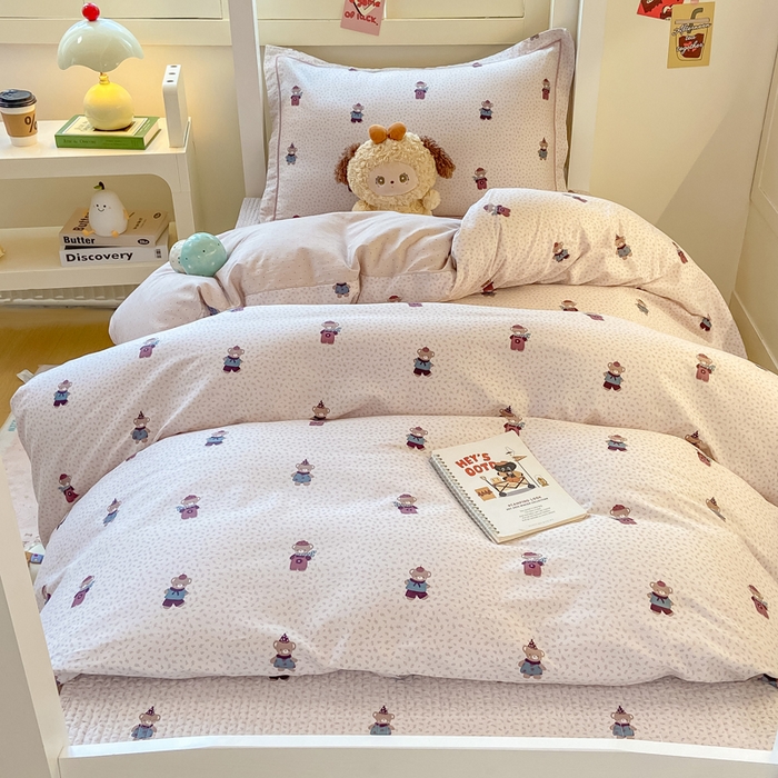 91家纺网 家纺一手货源 找家纺 富之航家纺 2025新款全棉三件套 小熊乐园