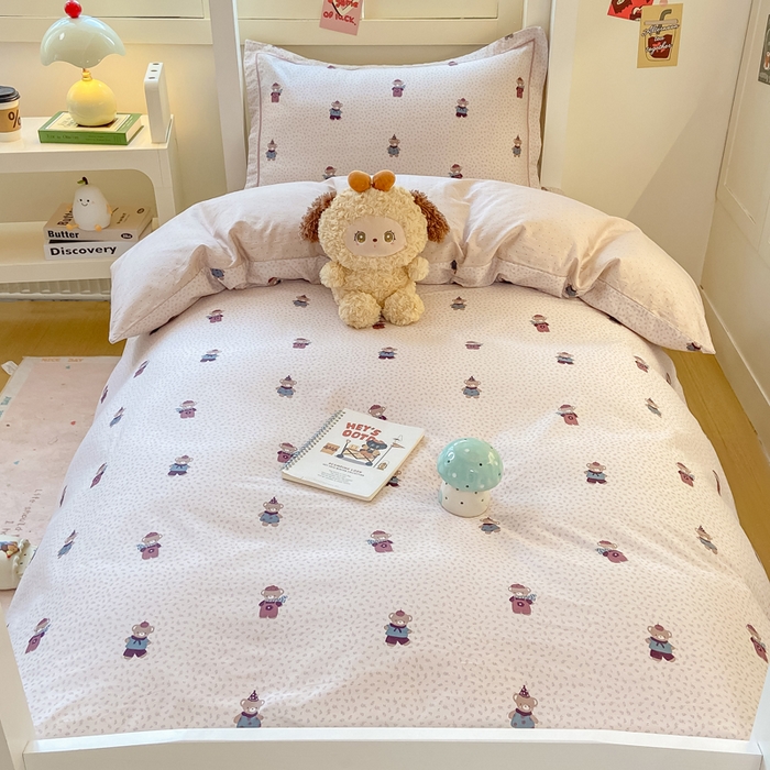 91家纺网 家纺一手货源 找家纺 富之航家纺 2025新款全棉三件套 小熊乐园