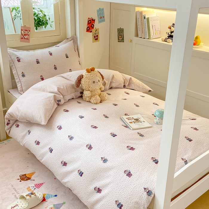 91家纺网 家纺一手货源 找家纺 富之航家纺 2025新款全棉三件套 小熊乐园