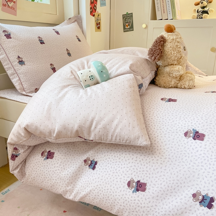 91家纺网 家纺一手货源 找家纺 富之航家纺 2025新款全棉三件套 小熊乐园