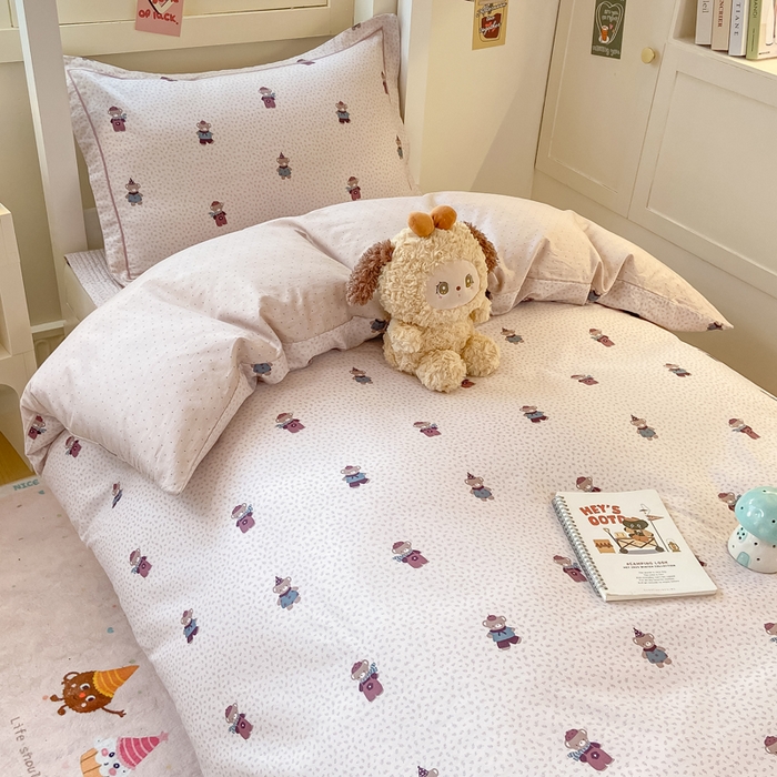 91家纺网 家纺一手货源 找家纺 富之航家纺 2025新款全棉三件套 小熊乐园