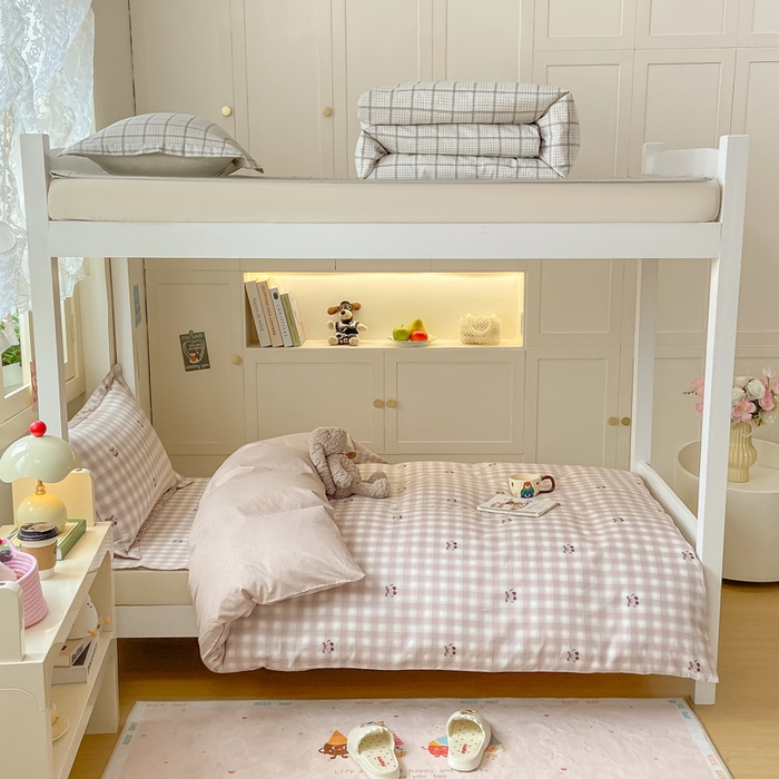 91家纺网 家纺一手货源 找家纺 富之航家纺 2025新款全棉三件套 樱桃蝴蝶结