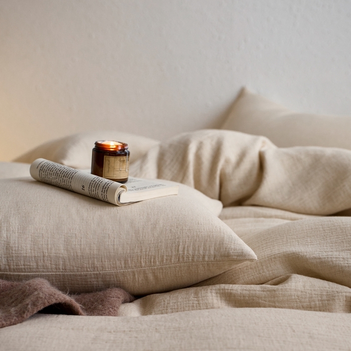 91家纺网 家纺一手货源 找家纺 （总）清雅福2025秋冬新品棉麻双层皱皱纱四件套系列