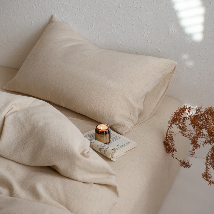 91家纺网 家纺一手货源 找家纺 （总）清雅福2025秋冬新品棉麻双层皱皱纱四件套系列