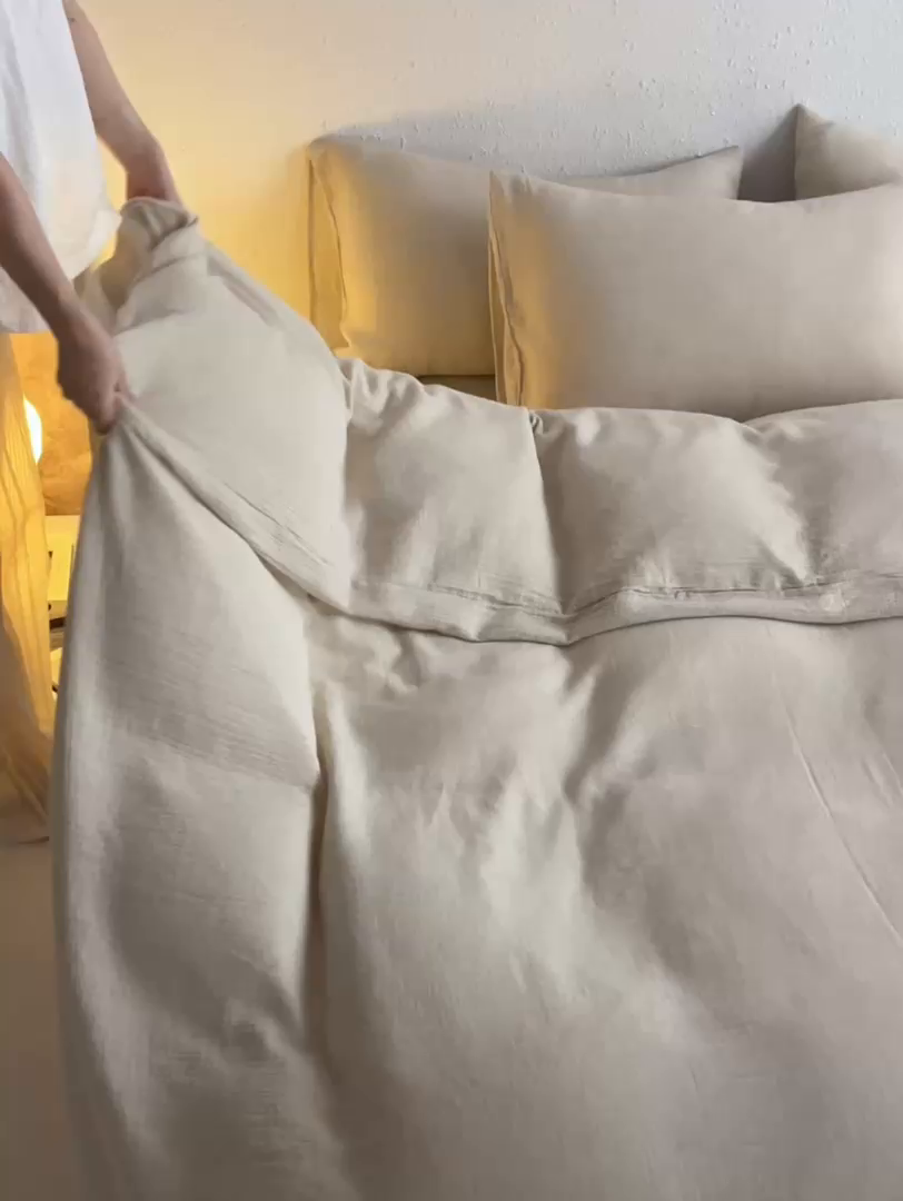 91家纺网 家纺一手货源 找家纺 （总）清雅福2025秋冬新品棉麻双层皱皱纱四件套系列