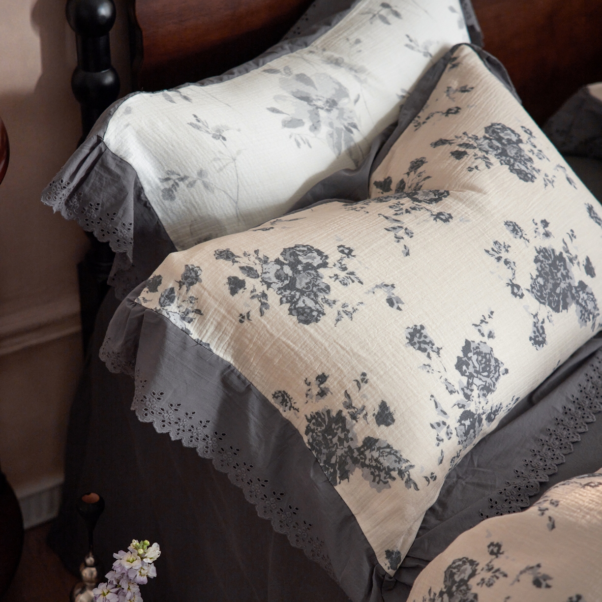 91家纺网 家纺一手货源 找家纺 （总）简纯主义 2025新款100%棉皱皱纱四件套-花甜系列