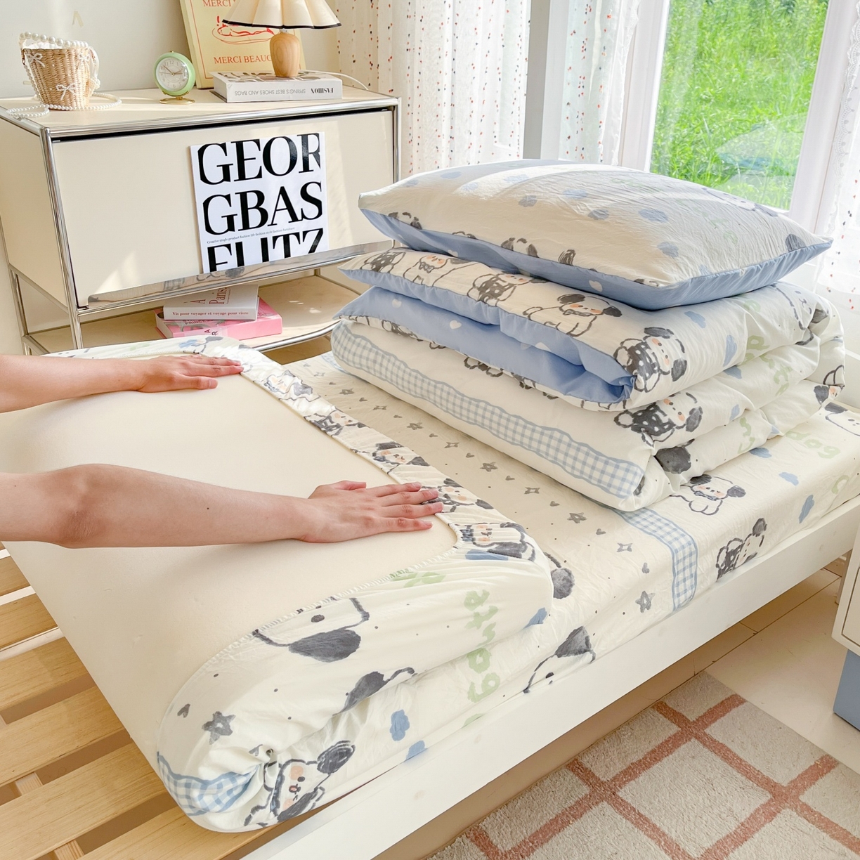 91家纺网 家纺一手货源 找家纺 （总）盛秋家纺 2025新款水洗棉卡通学生小三套套件