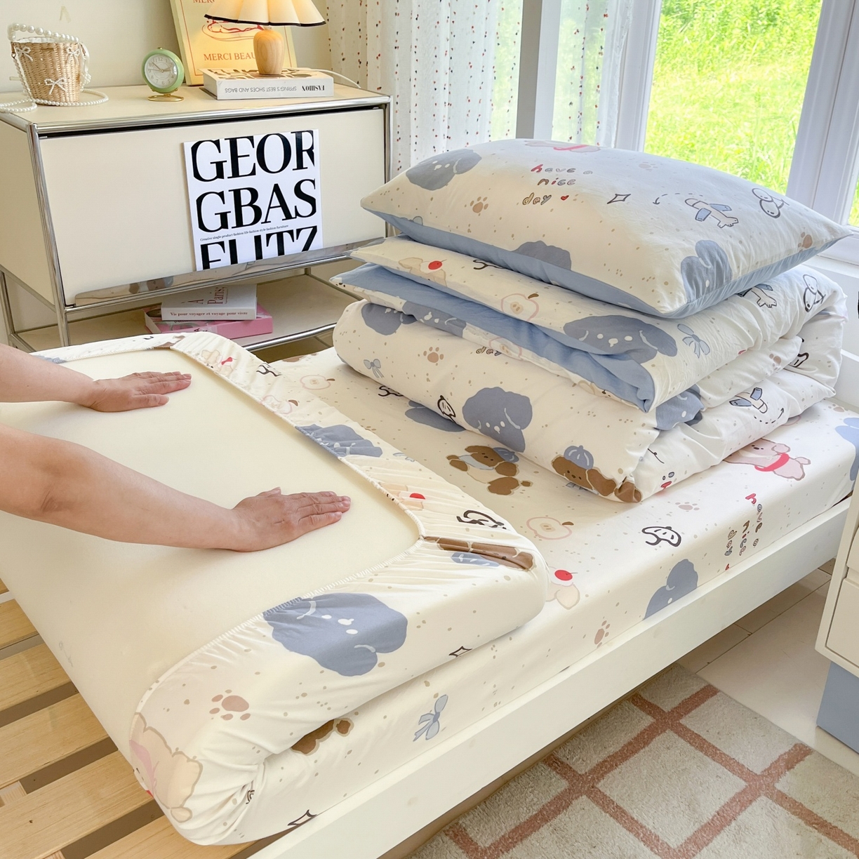 91家纺网 家纺一手货源 找家纺 （总）盛秋家纺 2025新款水洗棉卡通学生小三套套件