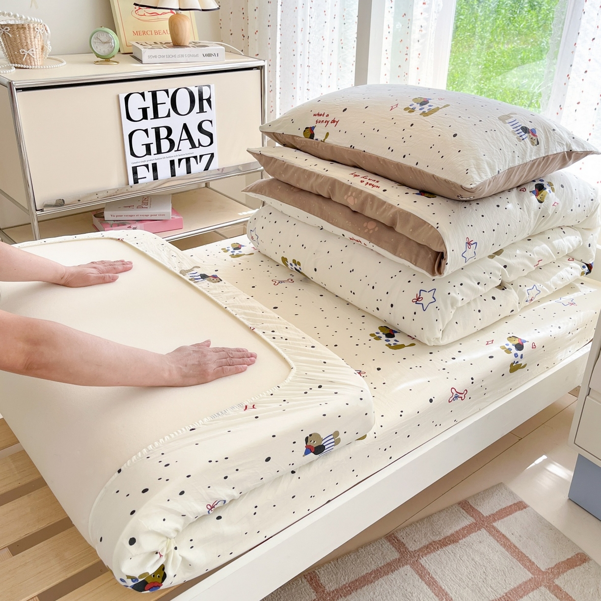 91家纺网 家纺一手货源 找家纺 （总）盛秋家纺 2025新款水洗棉卡通学生小三套套件