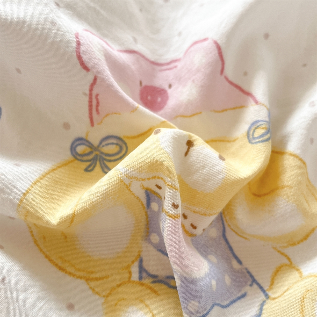 91家纺网 家纺一手货源 找家纺 盛秋家纺 2025新款水洗棉卡通学生小三套套件 开心派对+蓝小格