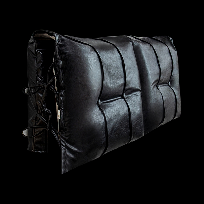 91家纺网 家纺一手货源 找家纺 沐沐家纺2026新款油蜡皮床头靠背 黑色