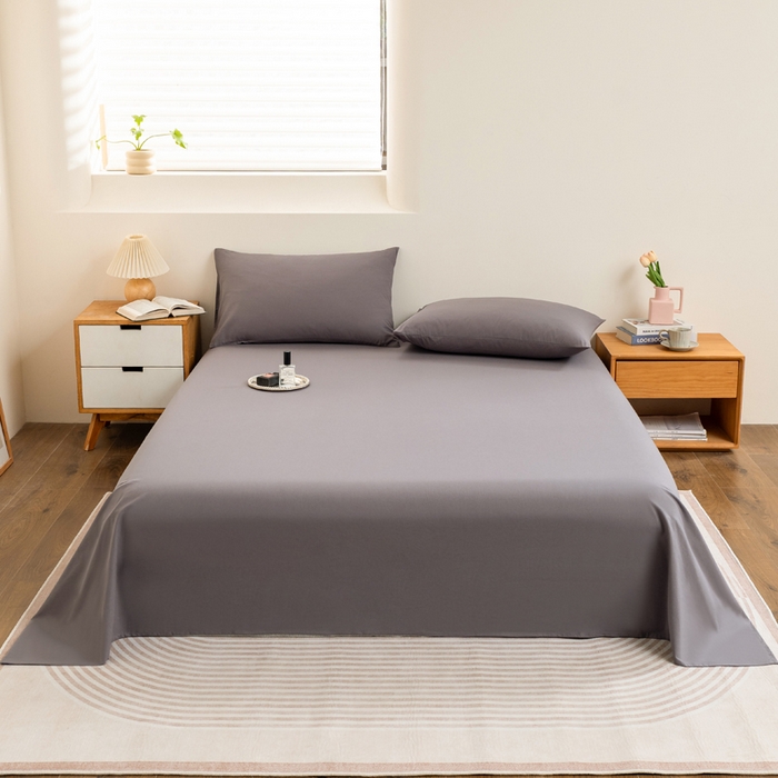 91家纺网 家纺一手货源 找家纺 居美良品 2025新款色织全棉水洗棉四件套 灰小格