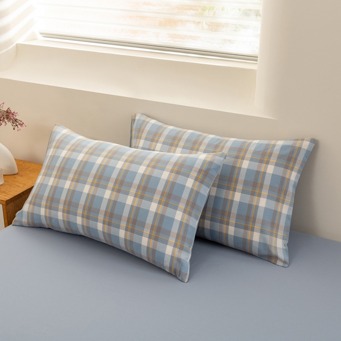 91家纺网 家纺一手货源 找家纺 居美良品 2025新款色织全棉水洗棉四件套 静雅-蓝