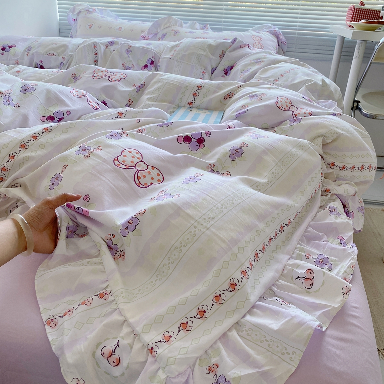 91家纺网 家纺一手货源 找家纺 （总）芷凡家纺2025新款A类加厚超柔水洗棉花边款韩式四件套-风格二