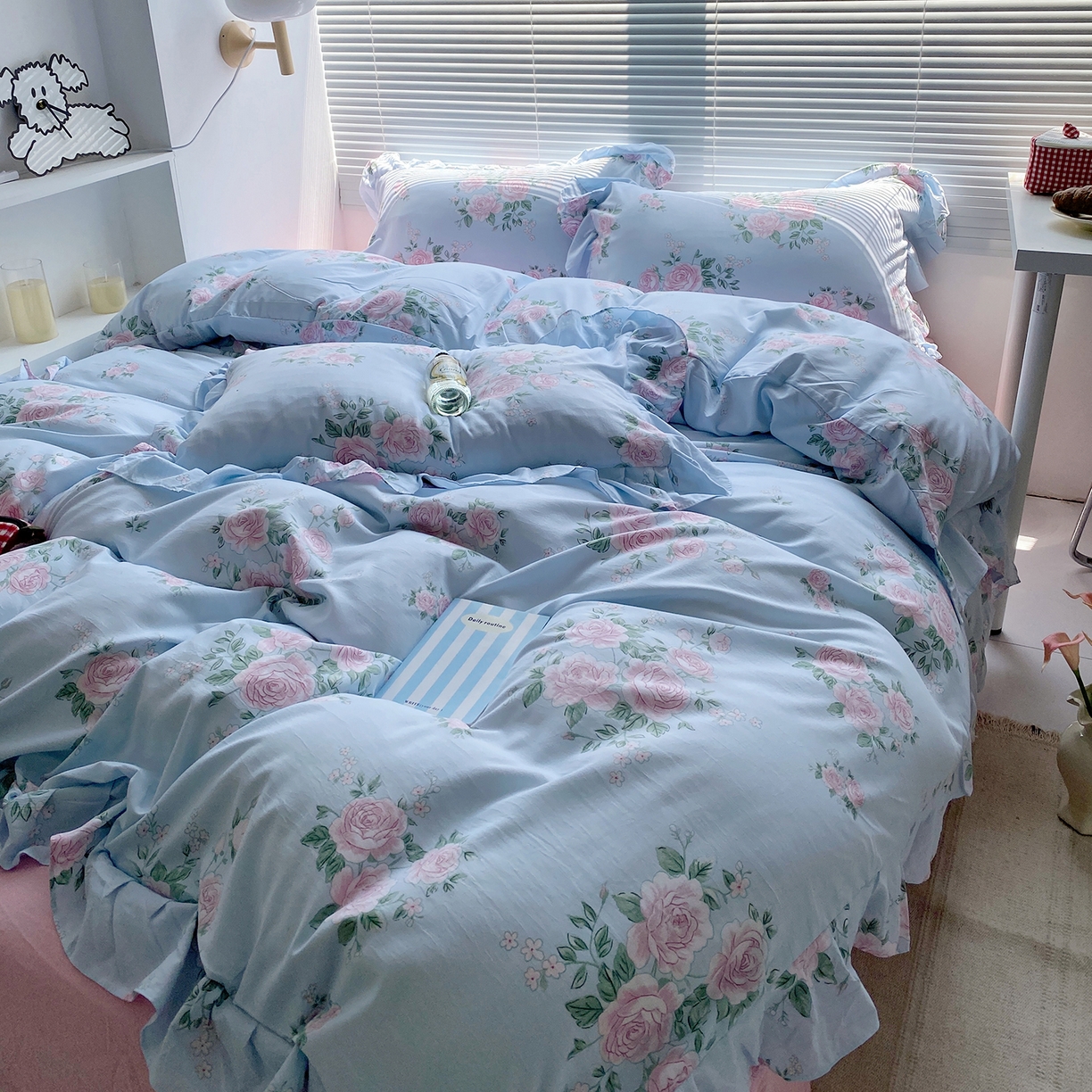 91家纺网 家纺一手货源 找家纺 （总）芷凡家纺2025新款A类加厚超柔水洗棉花边款韩式四件套-风格二