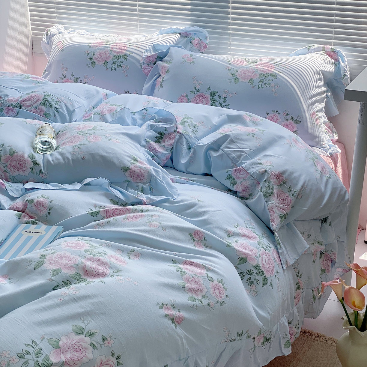 91家纺网 家纺一手货源 找家纺 （总）芷凡家纺2025新款A类加厚超柔水洗棉花边款韩式四件套-风格二