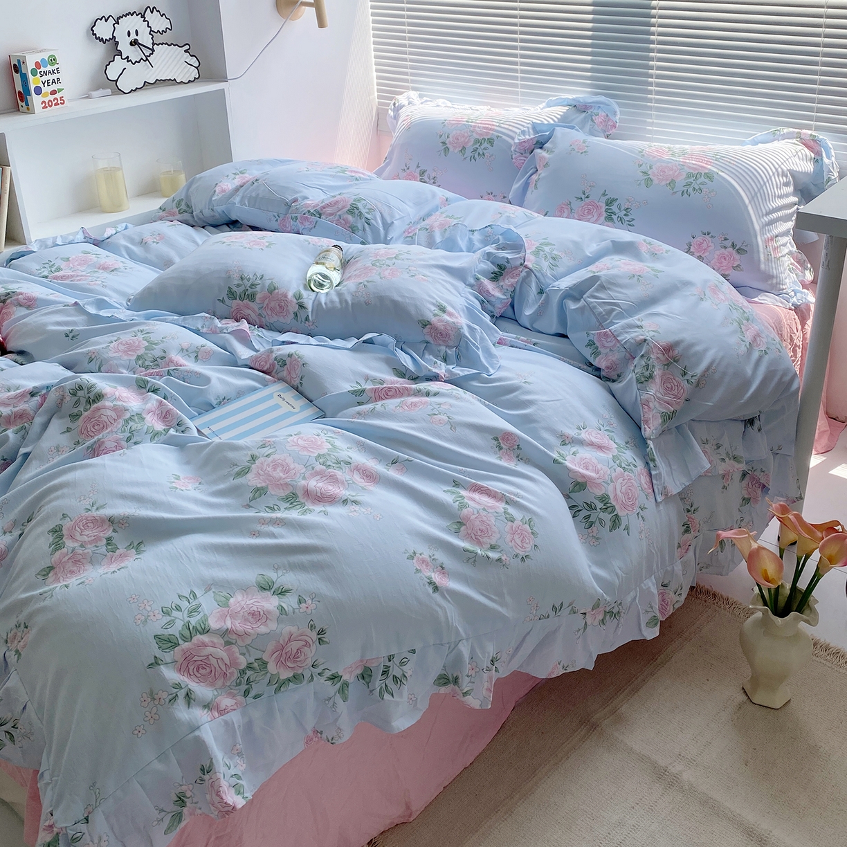 91家纺网 家纺一手货源 找家纺 （总）芷凡家纺2025新款A类加厚超柔水洗棉花边款韩式四件套-风格二