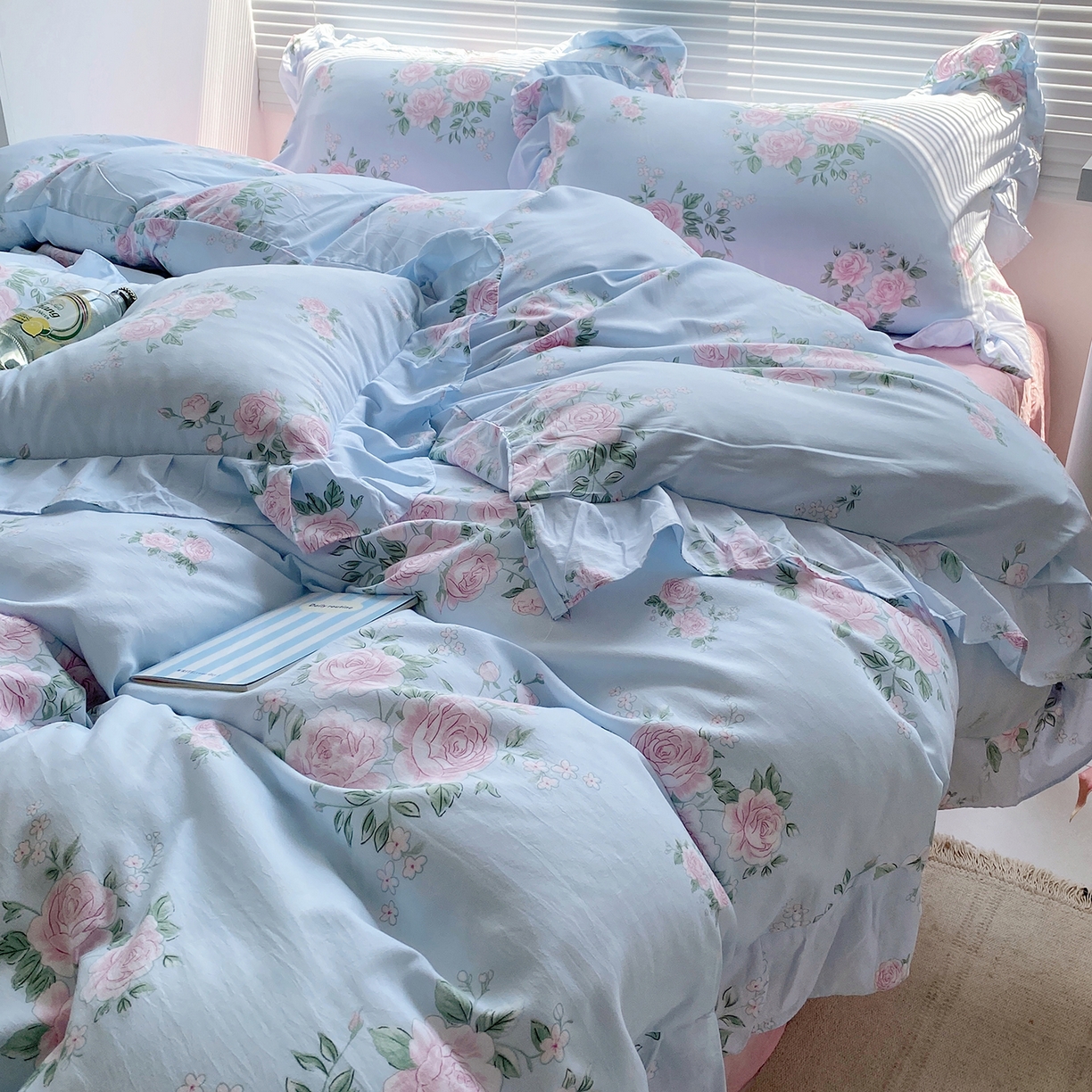 91家纺网 家纺一手货源 找家纺 （总）芷凡家纺2025新款A类加厚超柔水洗棉花边款韩式四件套-风格二