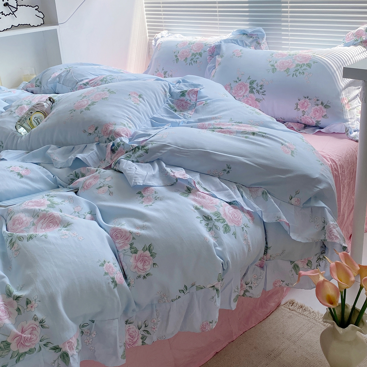 91家纺网 家纺一手货源 找家纺 （总）芷凡家纺2025新款A类加厚超柔水洗棉花边款韩式四件套-风格二