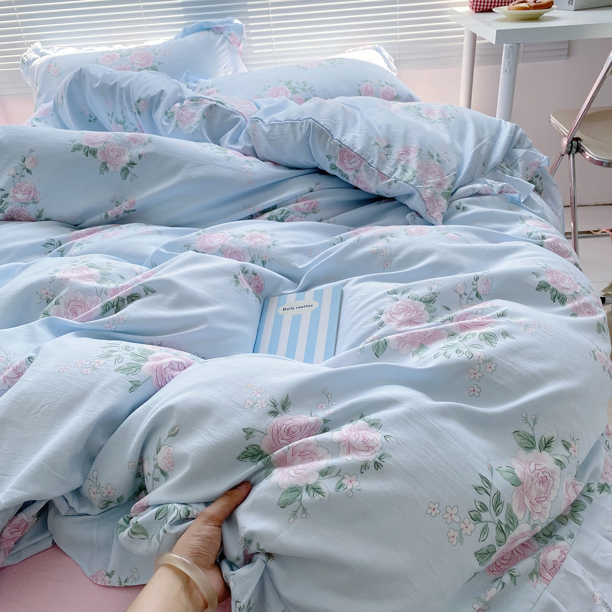 91家纺网 家纺一手货源 找家纺 （总）芷凡家纺2025新款A类加厚超柔水洗棉花边款韩式四件套-风格二