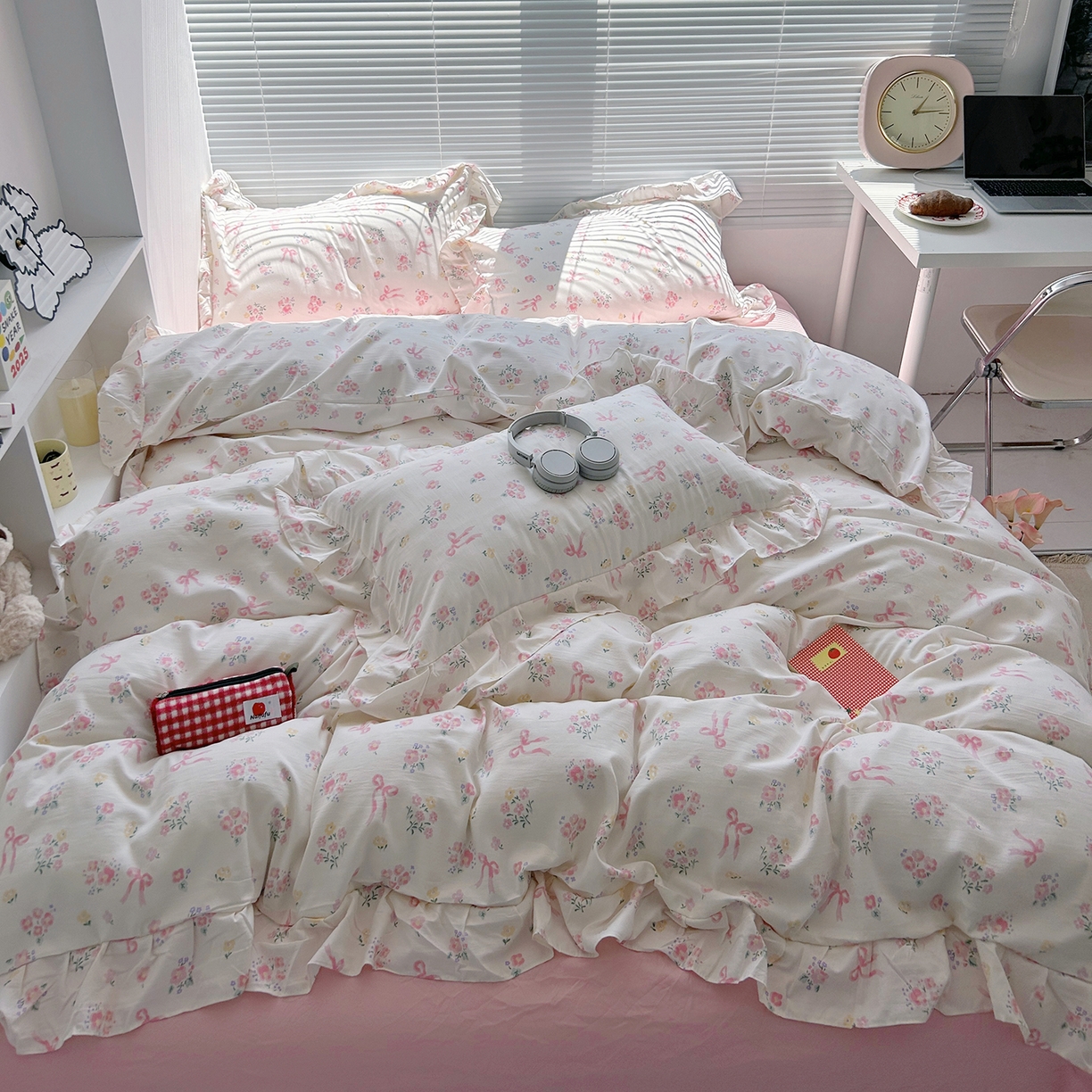 芷凡家纺2025新款A类加厚超柔水洗棉花边款韩式四件套-风格二 蝶语